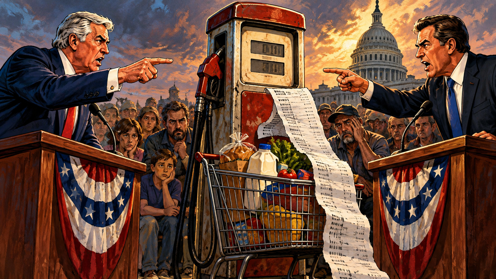 Illustration for: Who Owns the Price Hike? Both Parties Point Fingers as Inflation Hits 3.7%