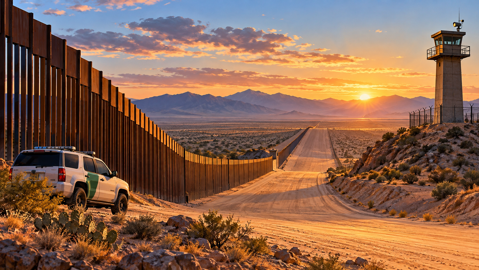 Illustration for: DHS: Southwest Border Apprehensions Down 95% in Fiscal 2026, Lowest on Record