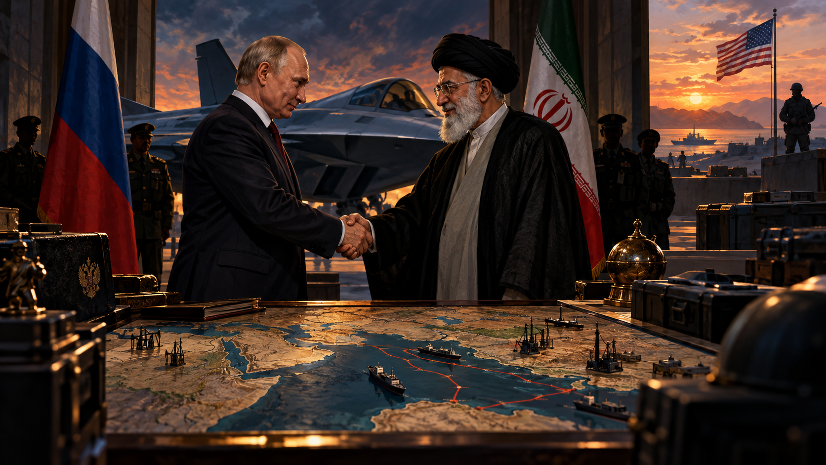 Illustration for: Lavrov in Tehran as Russia and Iran Tighten Ties; Trump Says Moscow Does "Very Little"