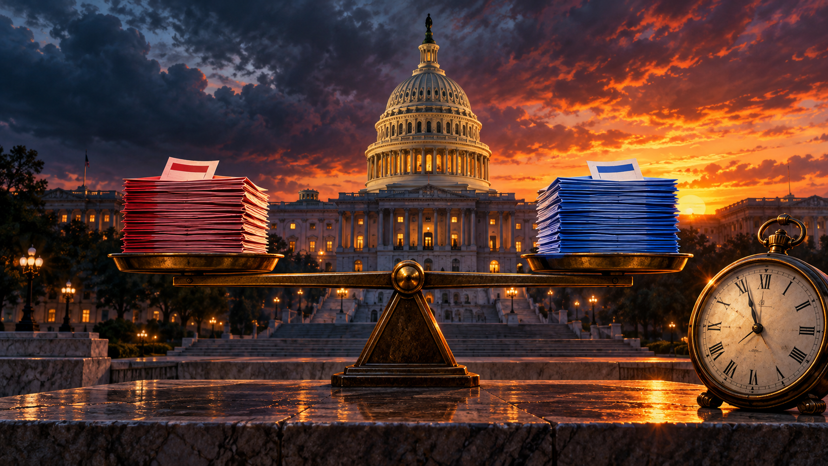 Illustration for: Midterms 16 Days Out: Senate Ratings Show a 47-47 Split With Toss-Ups Deciding Control